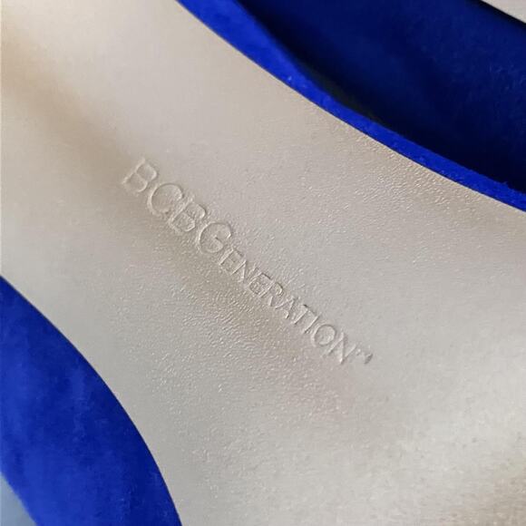 BCBGeneration Shoes Womens Size 7.5 Blue Suede Stiletto Pumps Platform BG-PARADE - Picture 15 of 16